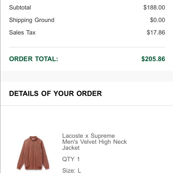 Supreme Lacoste Velvet Track Top - Picture 2 of 2